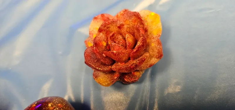 Resin roses cast in amber